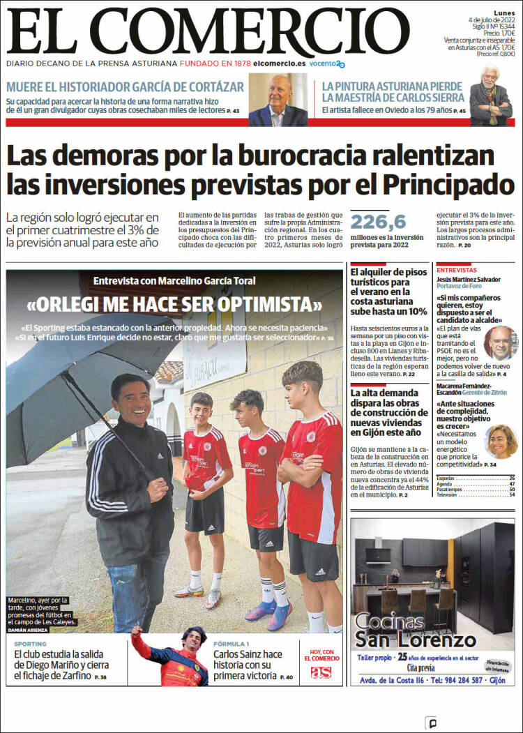 Portada de El Comercio - Gijón (España)