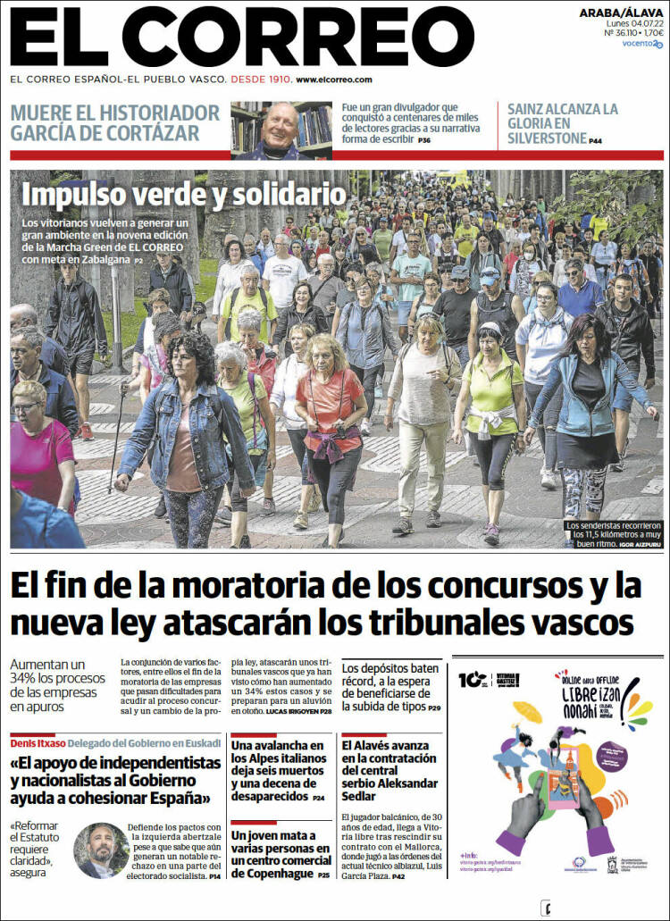 Portada de El Correo - Álava (España)