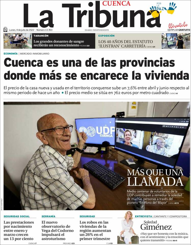 Portada de La Tribuna de Cuenca (España)