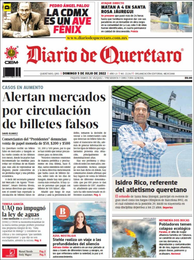 Portada de Diario de Querétaro (México)