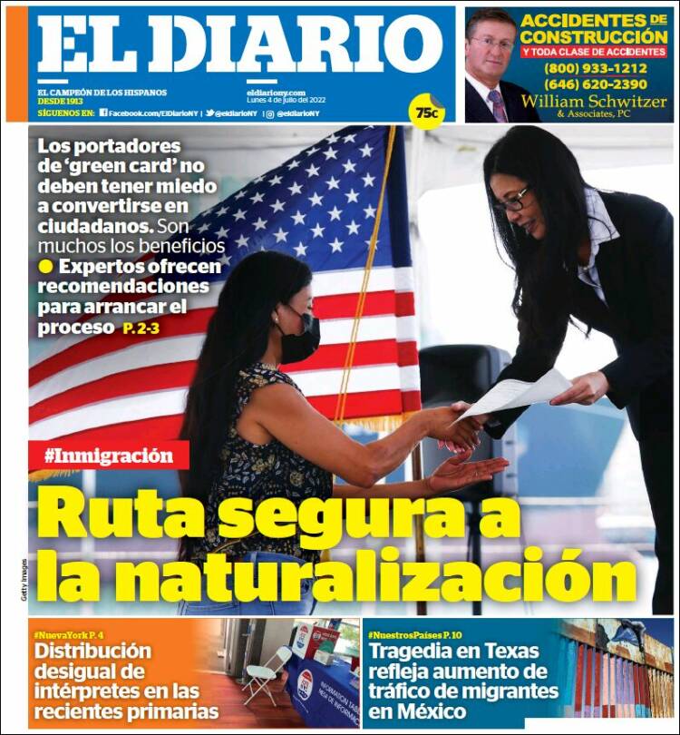 Portada de El Diario NY (USA)