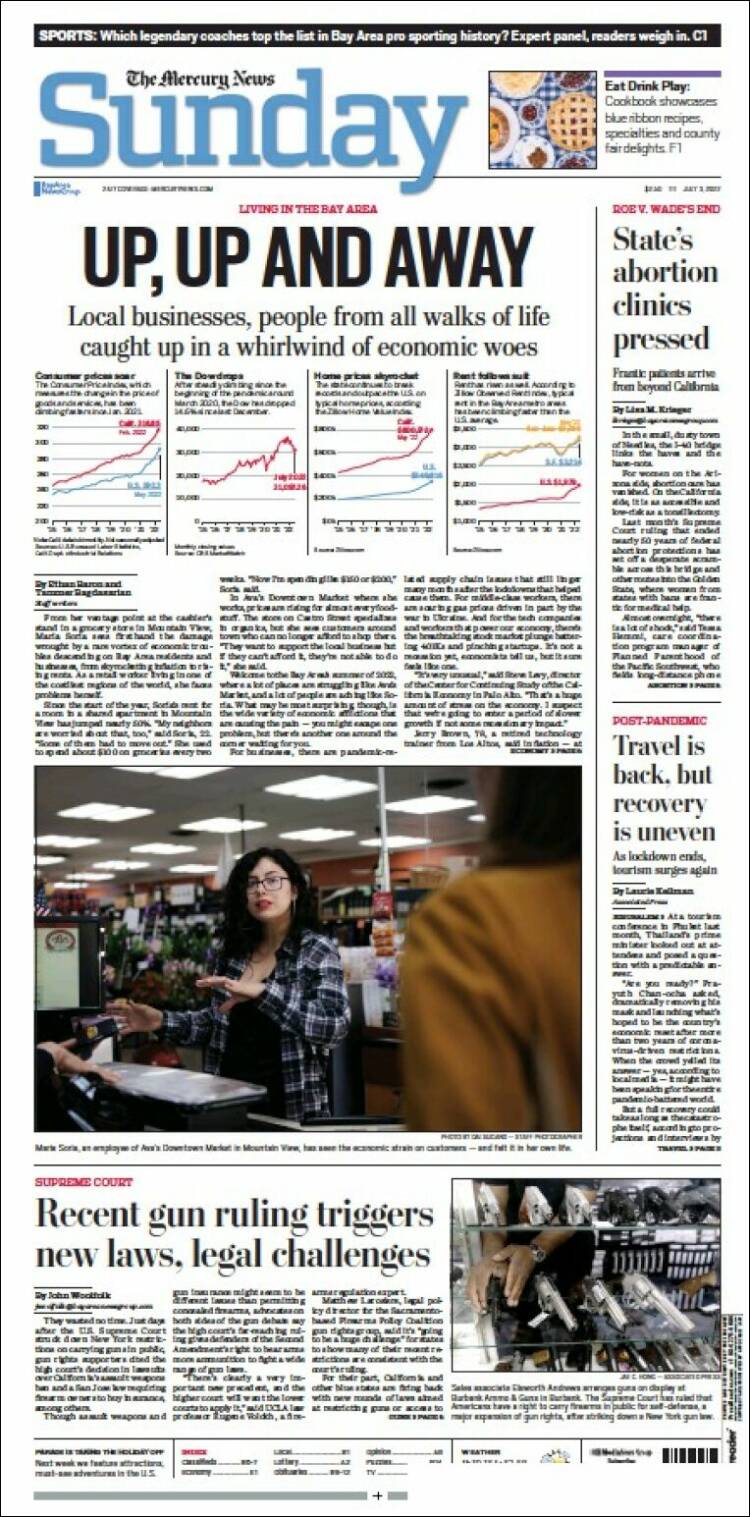 Portada de San Jose Mercury News (USA)