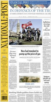 Portada de The National Post (Canadá)