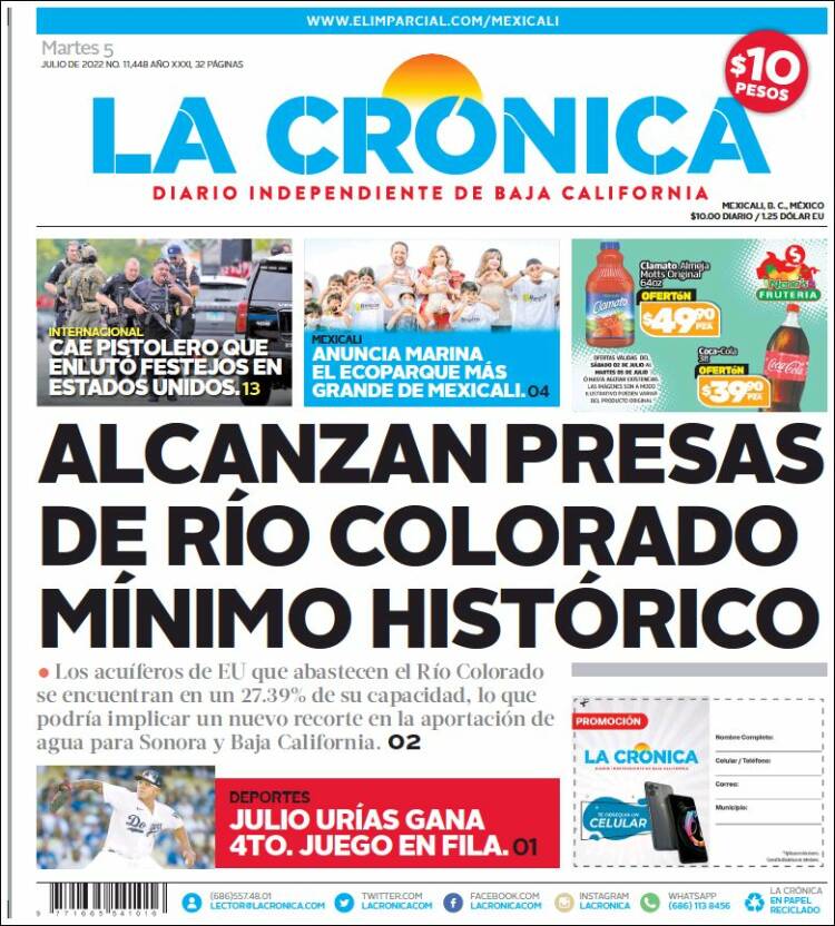 Portada de La Crónica de Baja California (México)