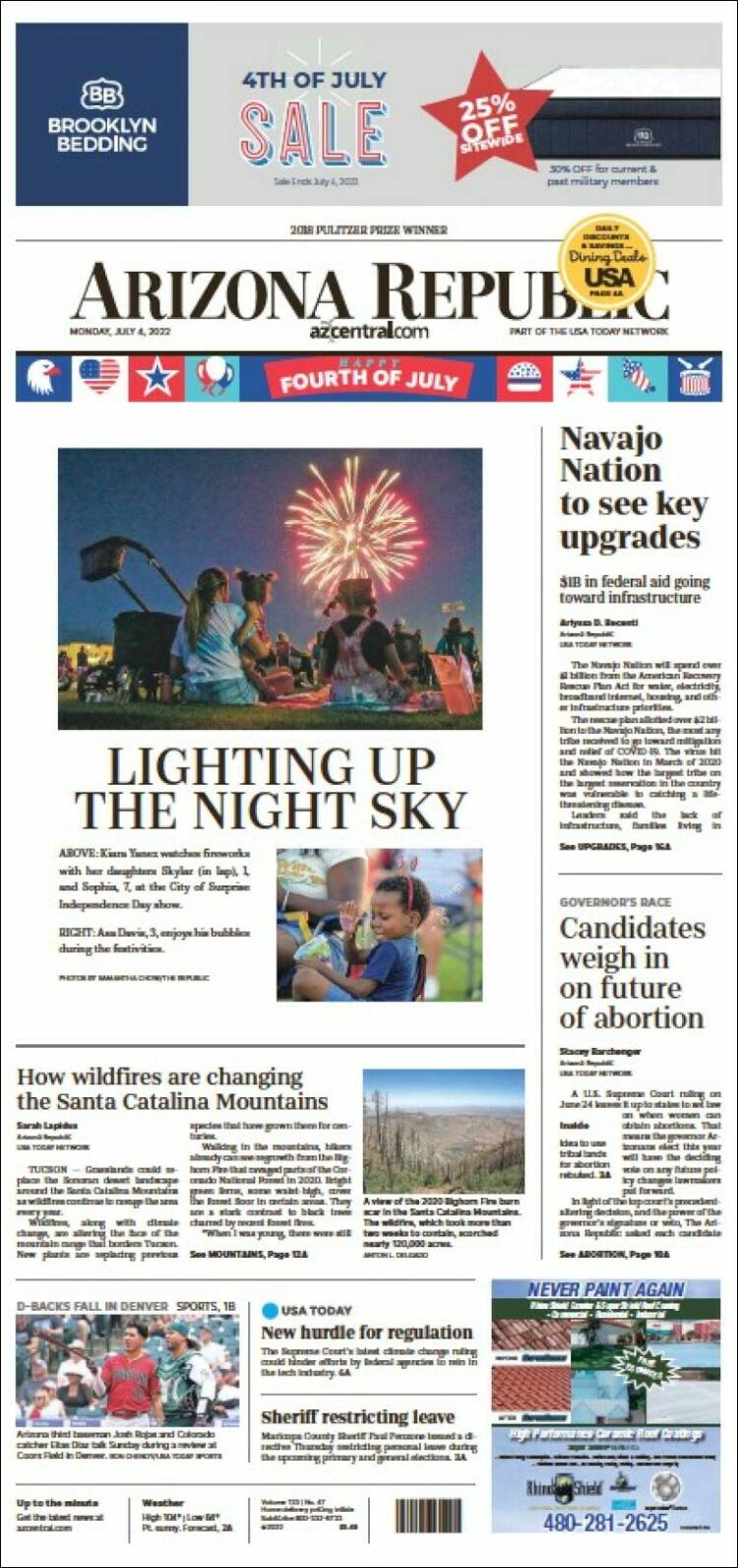 Portada de Arizona Republic News (USA)