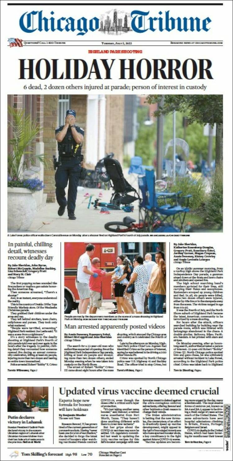 Portada de Chicago Tribune (USA)