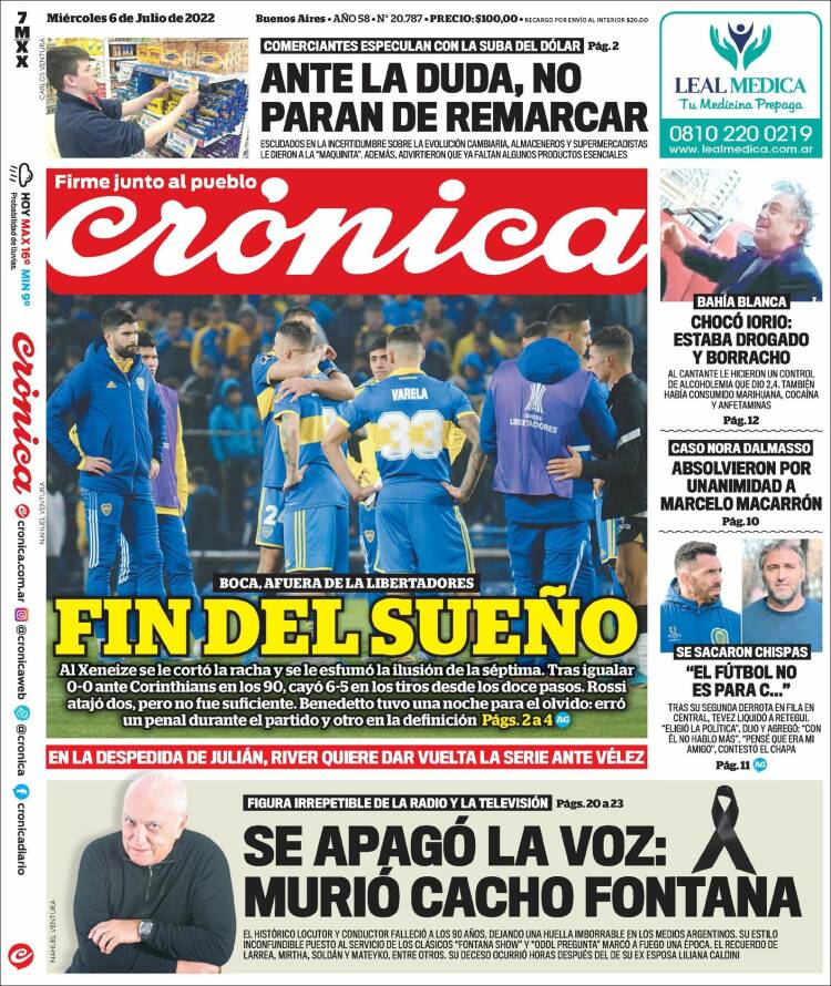 Portada de Crónica (Argentina)