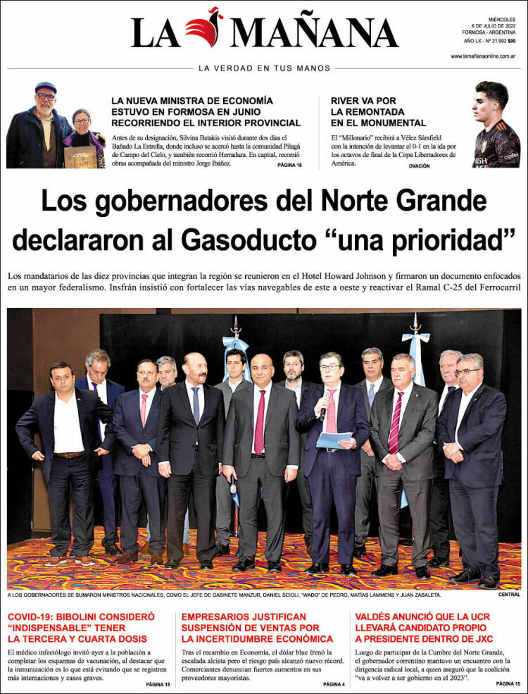 Portada de Diario La Mañana (Argentina)