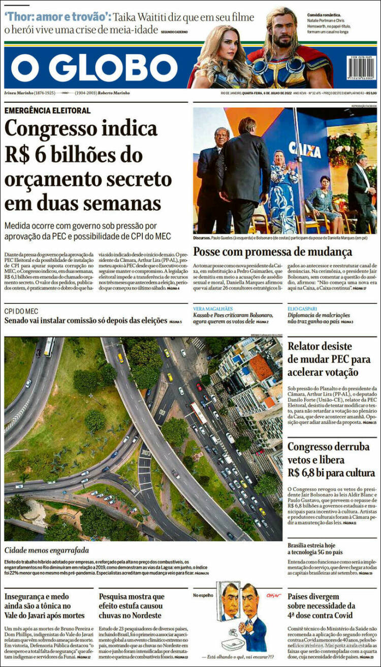 Portada de O Globo (Brasil)