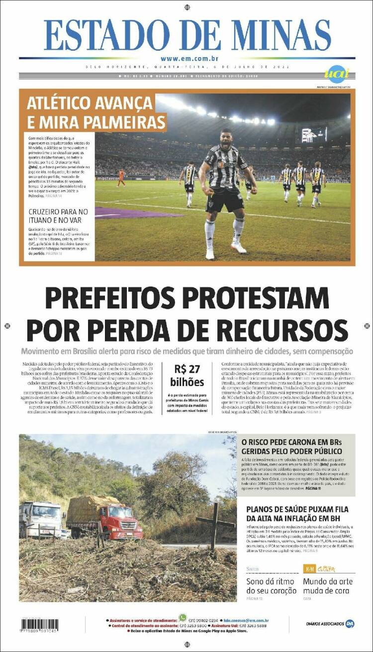 Portada de Jornal Estado de Minas (Brasil)