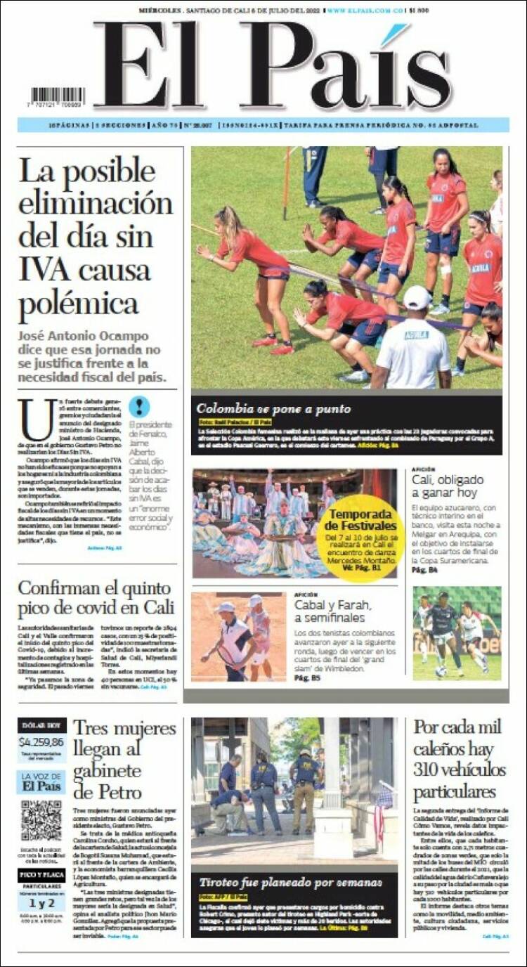 Portada de El País - Cali (Colombia)