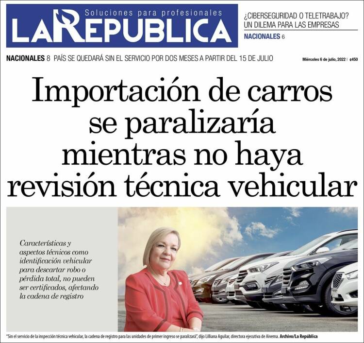 Portada de La República (Costa Rica)