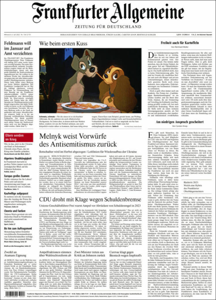 Portada de Frankfurter Allgemeine (Alemania)