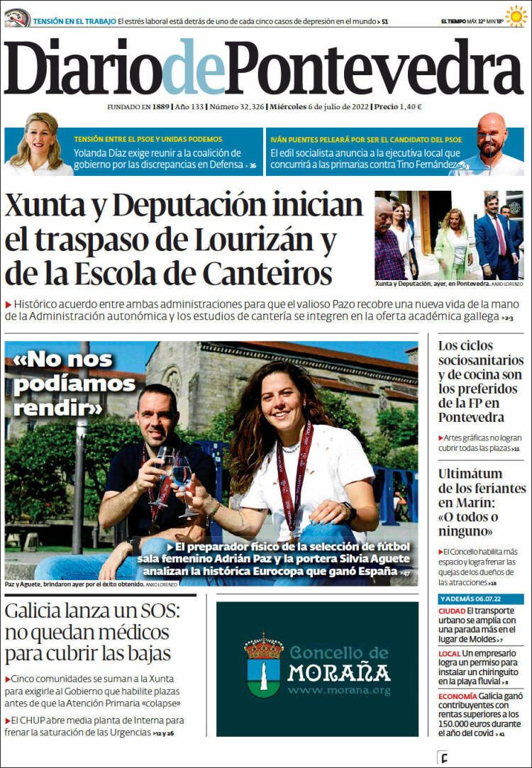 Portada de Diario de Pontevedra (España)