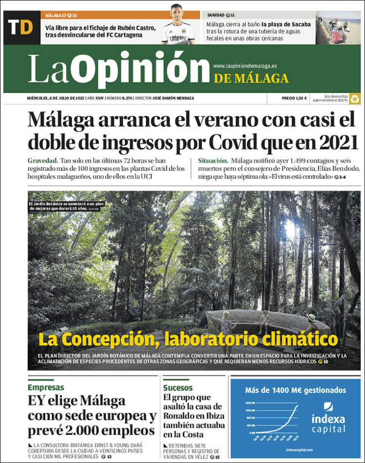 Portada de La Opinión de Málaga (Espagne)