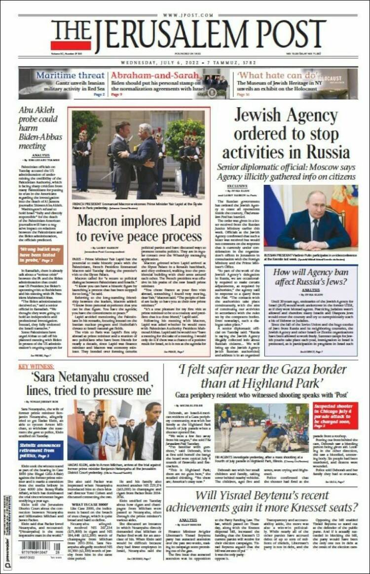 Portada de The Jerusalem Post (Israel)