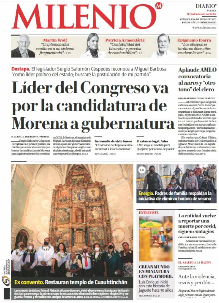 Portada de Milenio de Puebla (México)