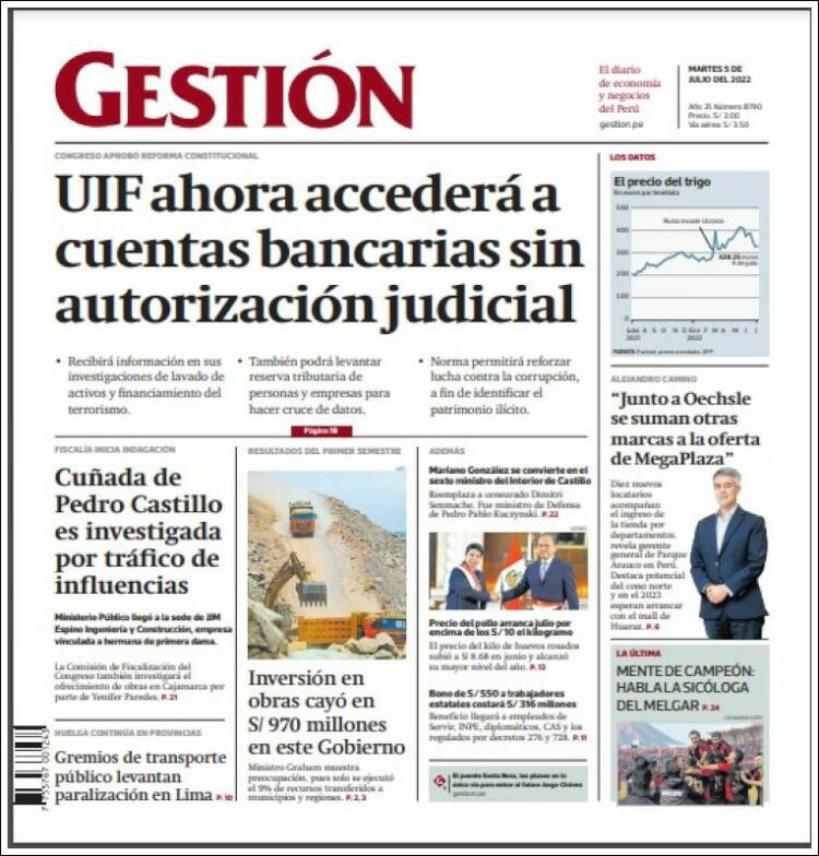 Portada de Diario Gestión (Peru)