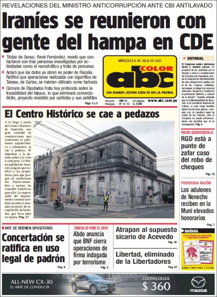 Portada de ABC Color (Paraguay)