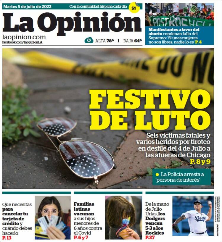 Portada de La Opinión (USA)