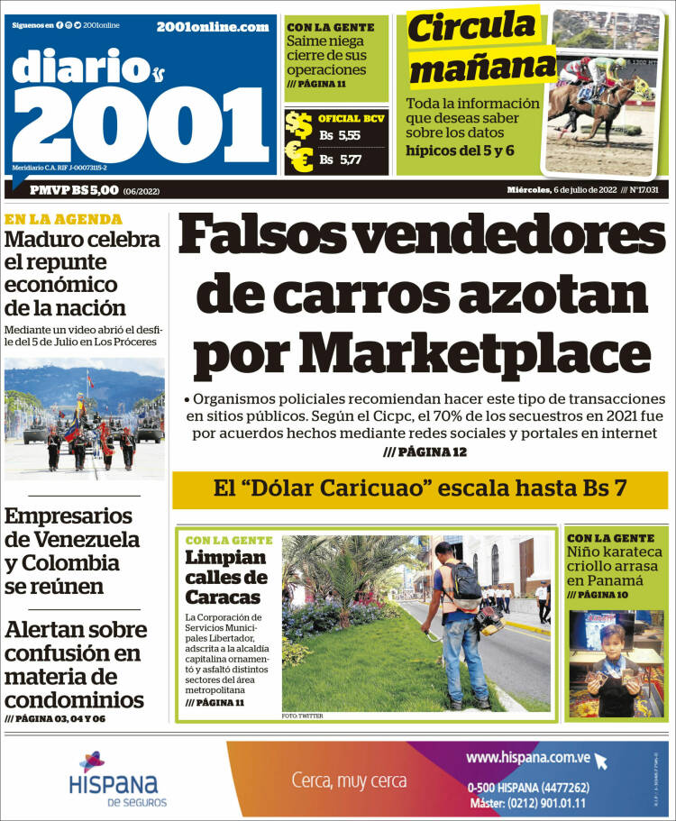 Portada de 2001 - Dosmiluno (Venezuela)