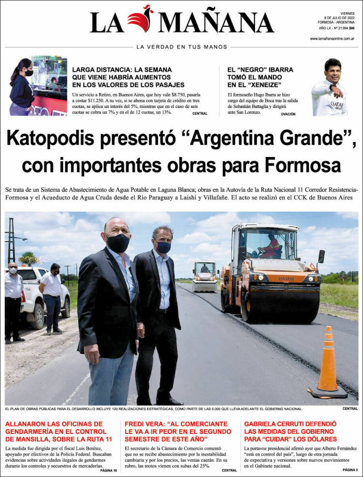 Portada de Diario La Mañana (Argentina)
