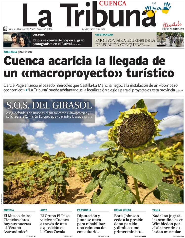 Portada de La Tribuna de Cuenca (España)