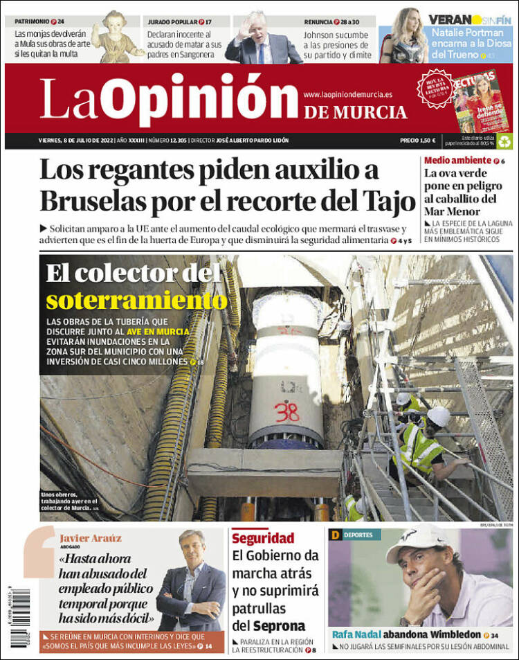 Portada de La Opinión de Murcia (España)