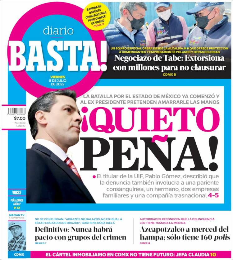 Portada de Diario Basta (México)