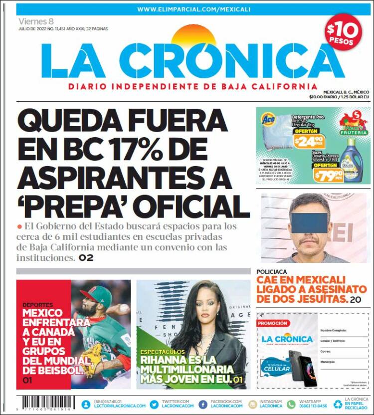 Portada de La Crónica de Baja California (México)