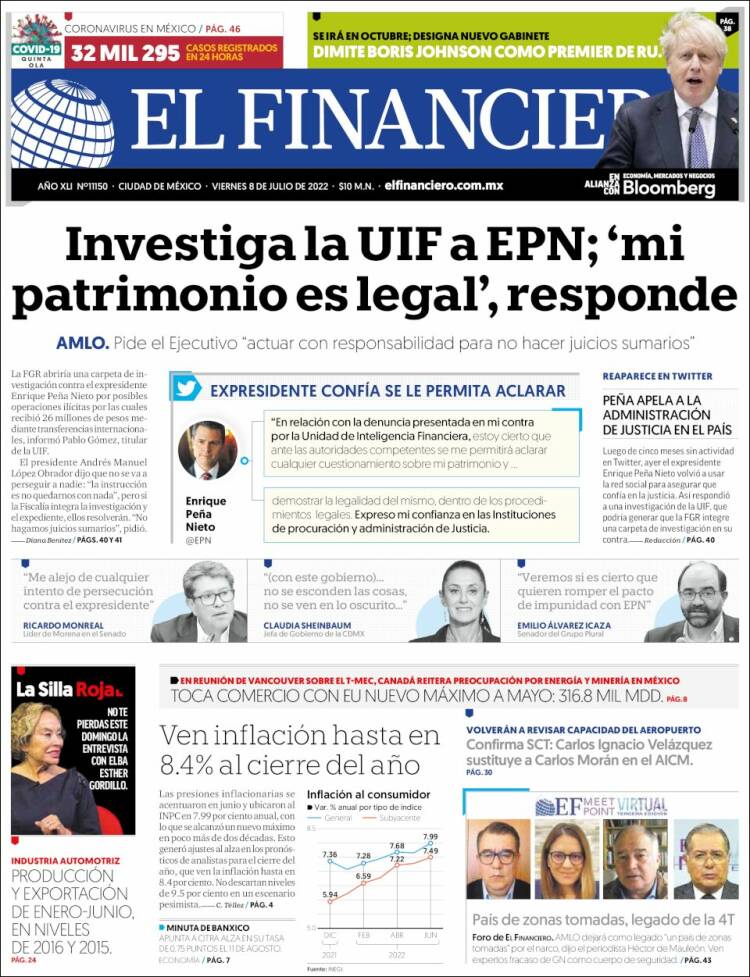 Portada de El Financiero (México)