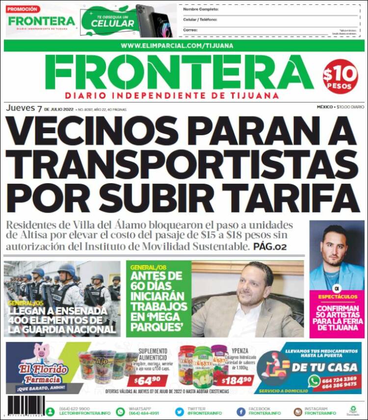 Portada de Frontera (México)