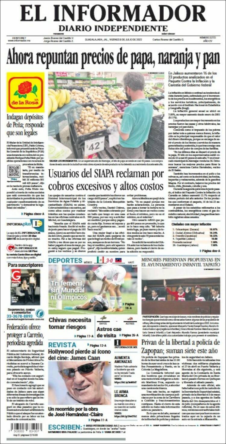 Portada de El Informador (México)