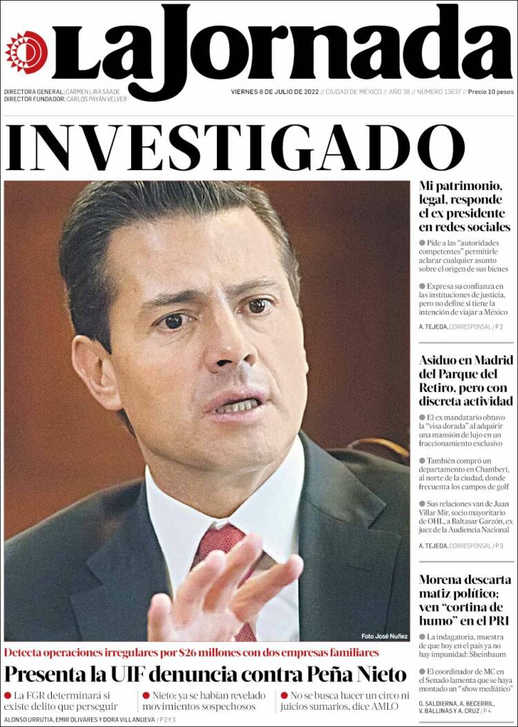 Portada de La Jornada (México)