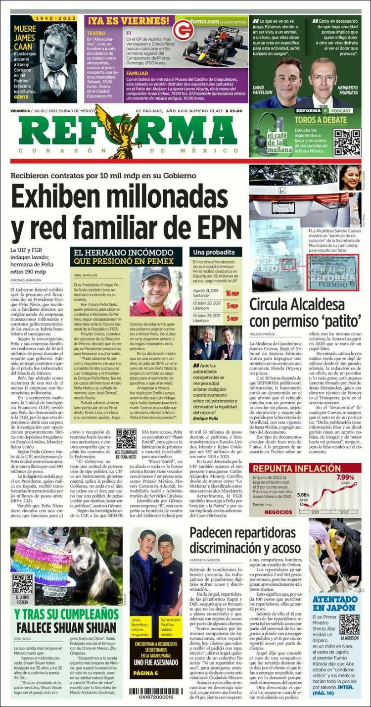 Portada de Reforma (México)