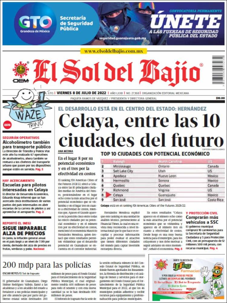 Portada de El Sol del Bajio (México)