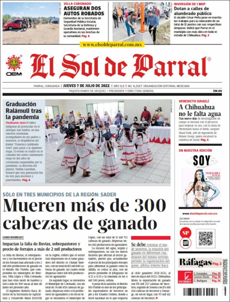 Portada de El Sol de Parral (México)