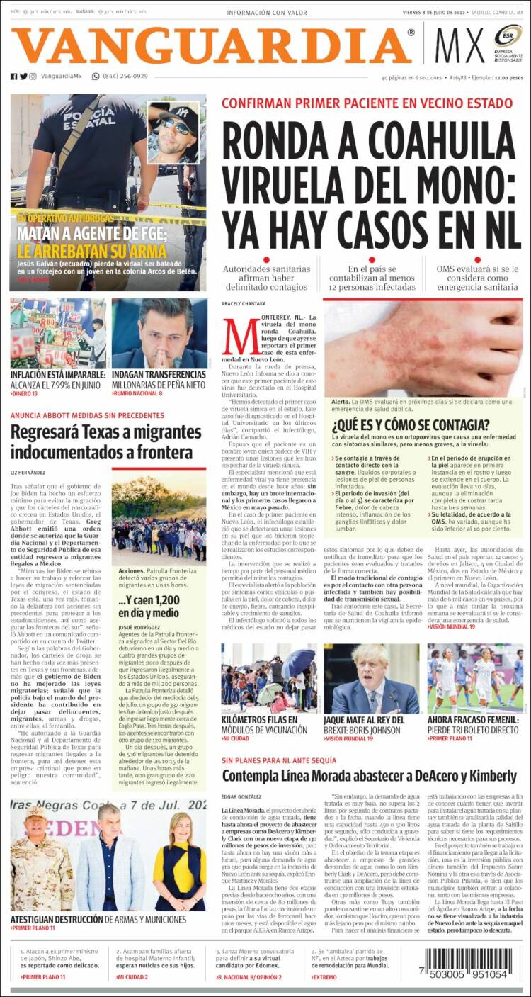 Portada de Vanguardia (México)