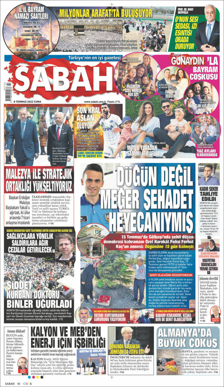 Portada de Sabah (Turquie)