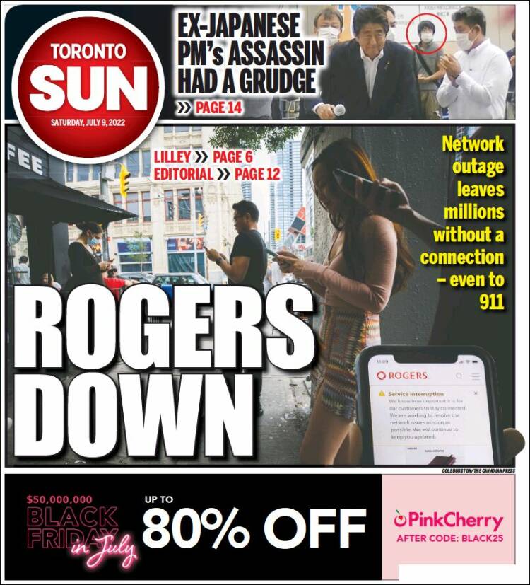 Portada de The Toronto Sun (Canadá)