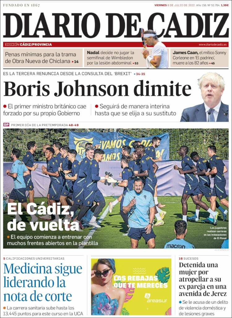 Portada de Diario de Cádiz (Spain)