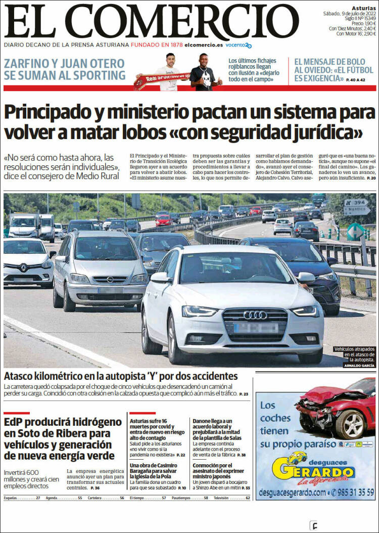 Portada de El Comercio (Spain)