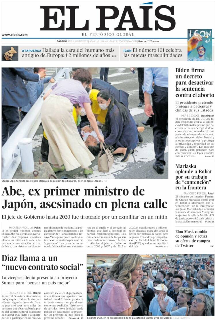 Portada de El País (Spain)