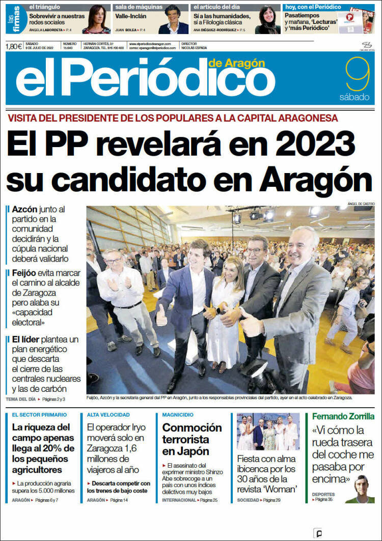 Portada de El Periódico de Aragón (Spain)