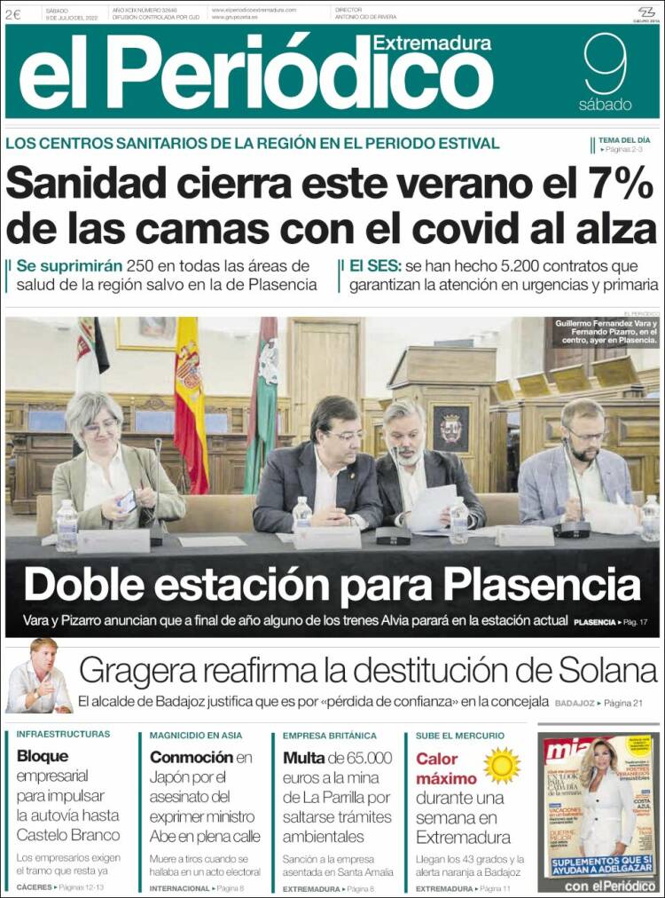 Portada de El Periódico de Extremadura (Spain)