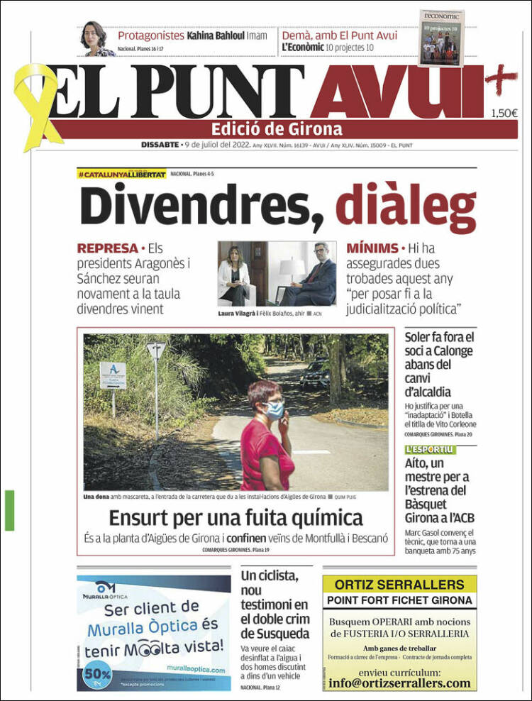 Portada de El Punt Avui - Girona (Spain)