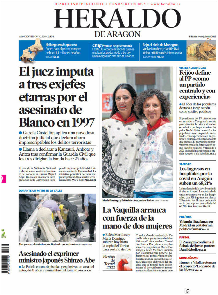 Portada de Heraldo de Aragón (Spain)