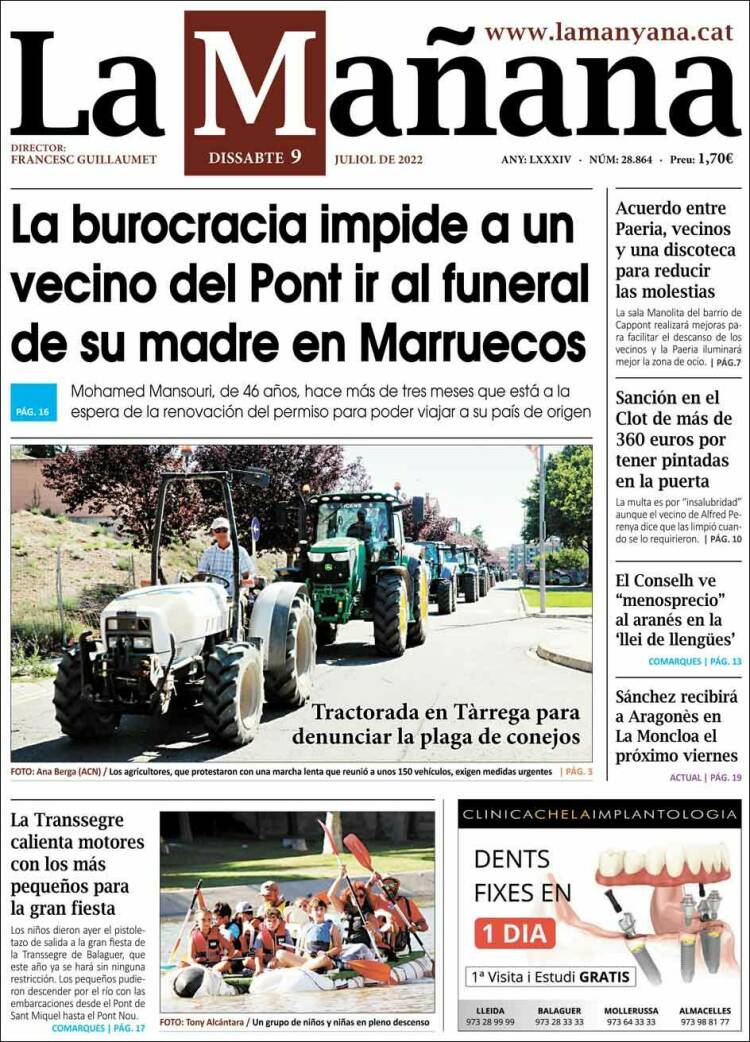 Portada de La Mañana - Diari de Ponent (Spain)