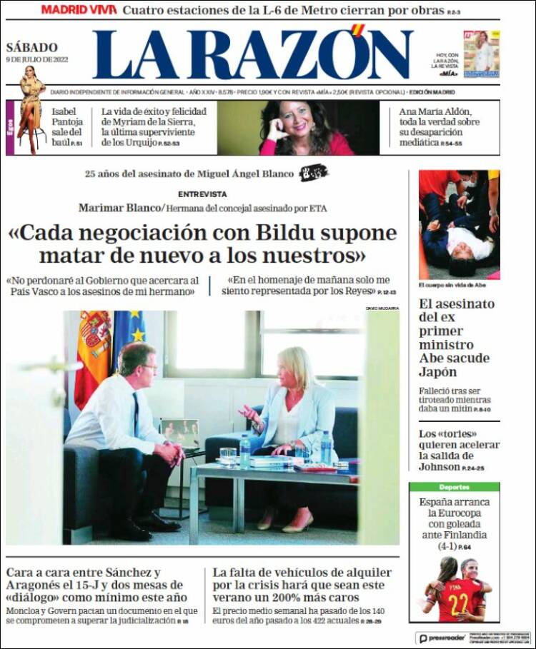 Portada de La Razón (Spain)