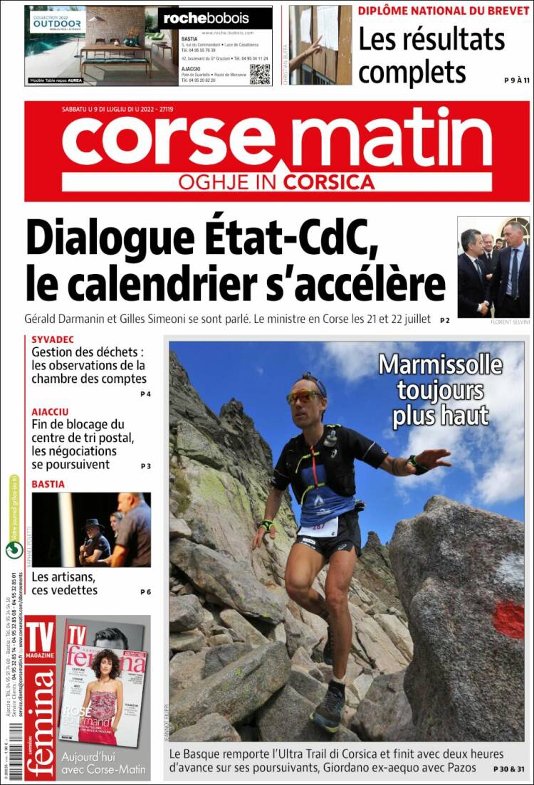 Portada de Corse-Matin (France)